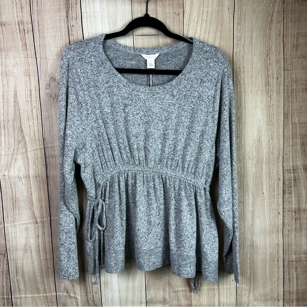 Caslon Heather Gray Long Sleeve Blouse
